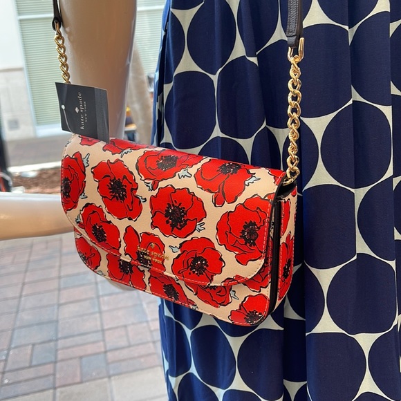 Kate Spade Kristi Poppy Printed Flap Crossbody 
Cream Multi NWT - Picture 13 of 16
